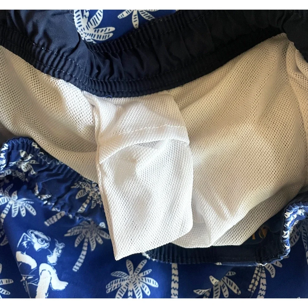 RALPH LAUREN Mens Size XS-S Blue Traveler POLO Bear Palm Trees Swim Trunks